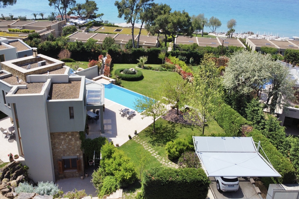 DRONE VIEW BACK SEA VIEW, Villa Gizelle, Sani Club Private Villas Complex, Kassandra, Halkidiki, Greece